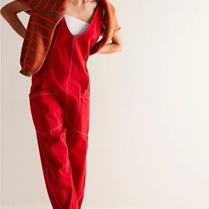 Free People We the Free High Roller Jumpsuit — Red, Size Small